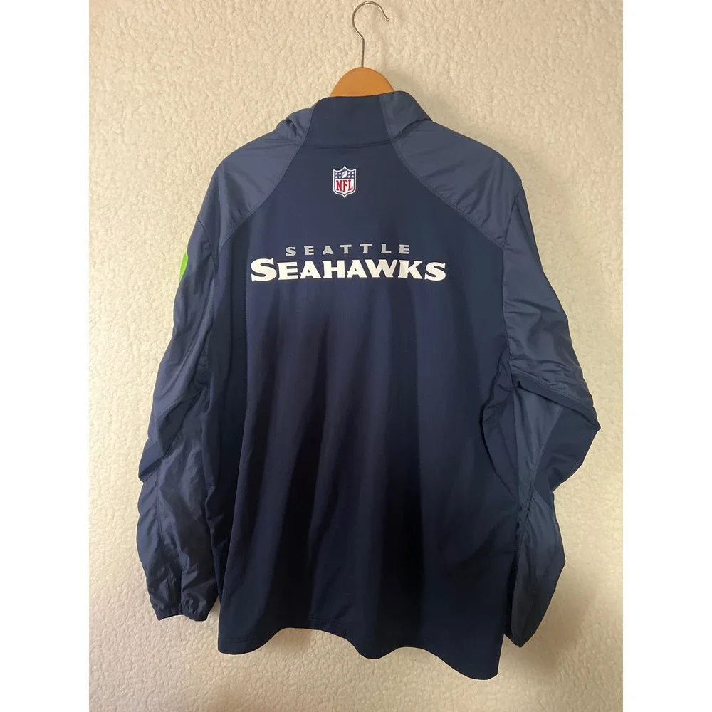 Nike Seattle Seahawks NFL Onfield Dri-FIT Quarter Zip Pullover Mens XL Navy Blue